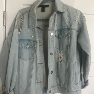 Forever 21 Blue Distressed Jean Jacket